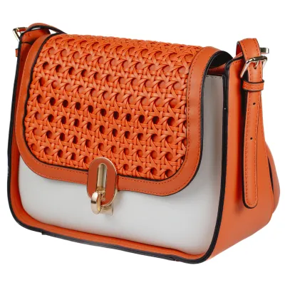 Lolly Rattan Designer Shoulder Bag-Orange